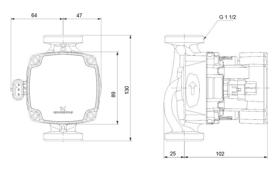 GRUNDFOS ALPHA1 GO 25-40 mokrobežné obehové čerpadlo 2,8 m3/h, 130 mm
