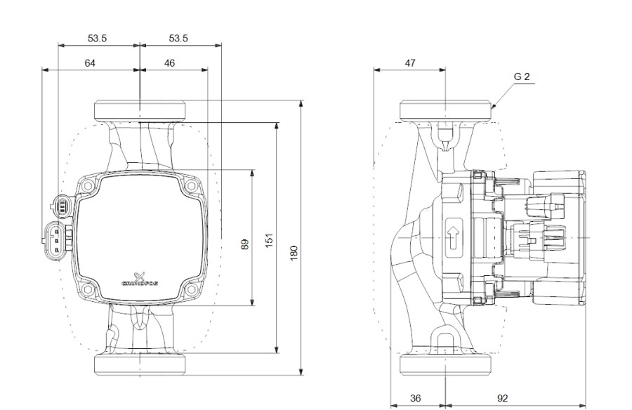 GRUNDFOS ALPHA2 GO 32-75 mokrobežné obehové čerpadlo 4,6 m3/h, 180 mm