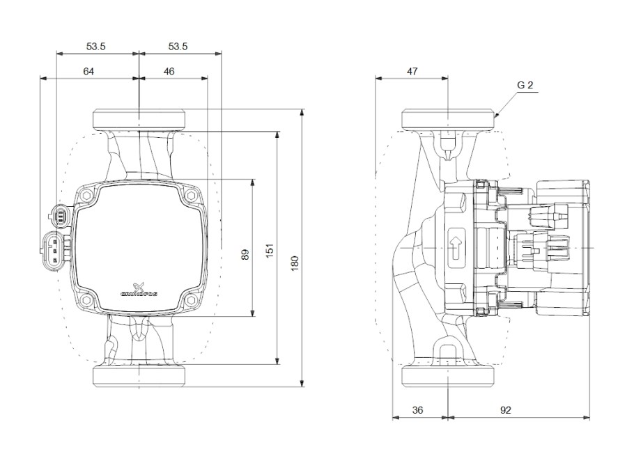GRUNDFOS ALPHA2 GO 32-90 mokrobežné obehové čerpadlo 5 m3/h, 180 mm