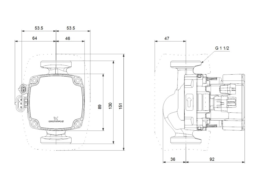 GRUNDFOS ALPHA2 GO 25-60 mokrobežné obehové čerpadlo 3,5 m3/h, 130 mm