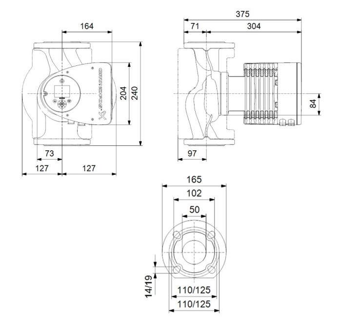 GRUNDFOS MAGNA3 50-60 F mokrobežné obehové čerpadlo 26,8 m3/h, 240 mm