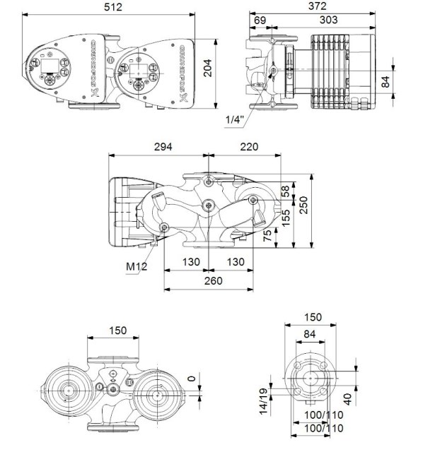 GRUNDFOS MAGNA3 D 40-120 F dvojité mokrobežné obehové čerpadlo 25 m3/h, 250 mm