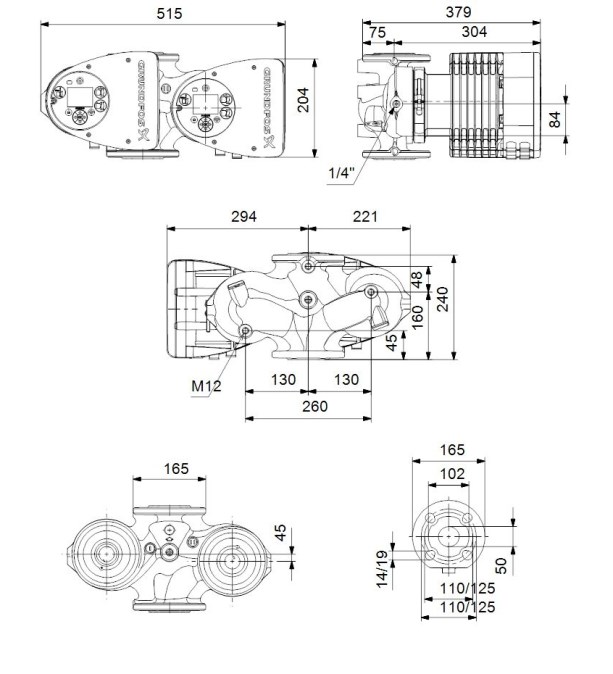GRUNDFOS MAGNA3 D 50-60 F dvojité mokrobežné obehové čerpadlo 25,4 m3/h, 240 mm