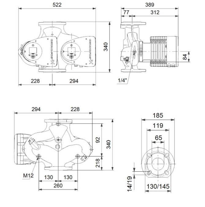 GRUNDFOS MAGNA3 D 65-60 F dvojité mokrobežné obehové čerpadlo 35 m3/h, 340 mm