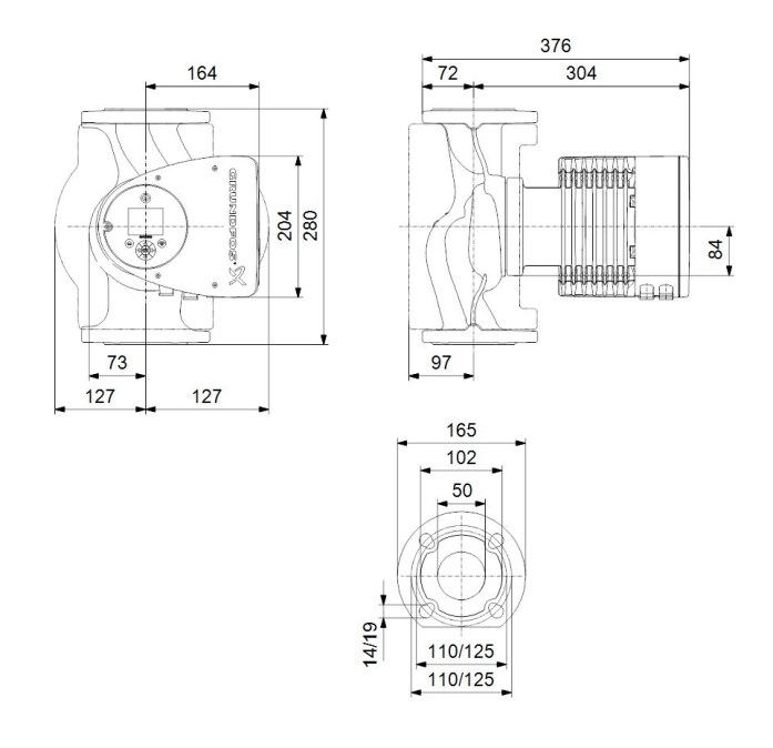GRUNDFOS MAGNA3 50-180 F mokrobežné obehové čerpadlo 42 m3/h, 280 mm