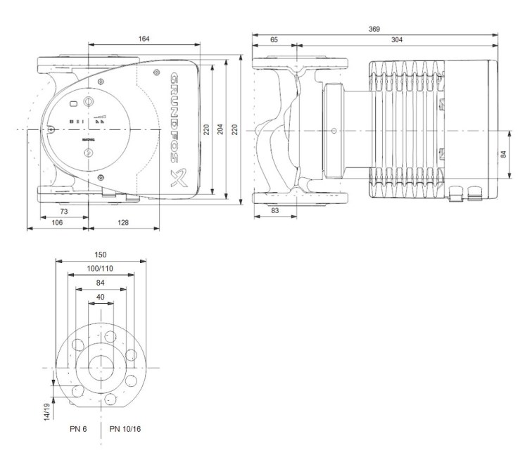 GRUNDFOS MAGNA1 40-100 F mokrobežné obehové čerpadlo 1x230V, prírubové