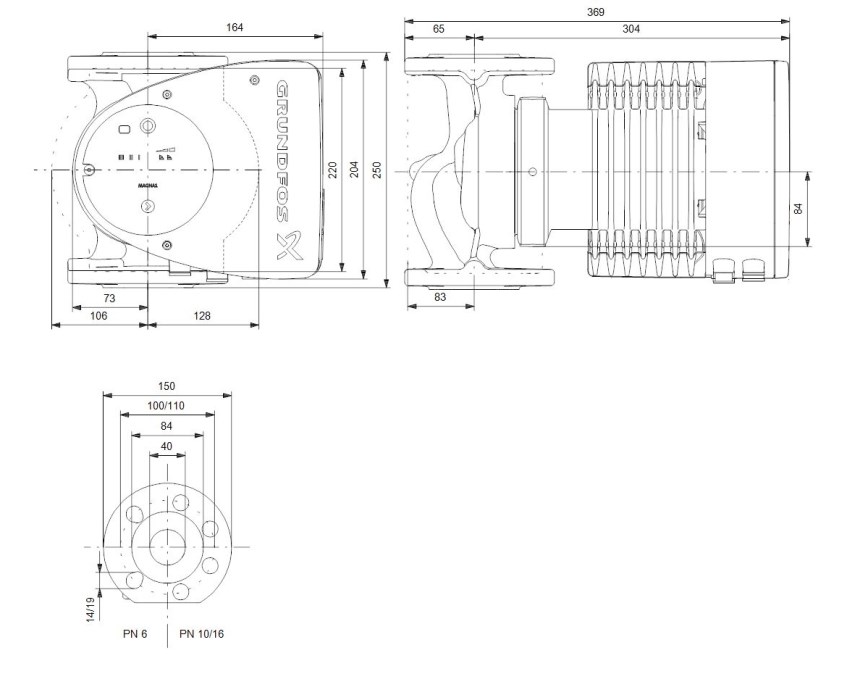 GRUNDFOS MAGNA1 40-120 F mokrobežné obehové čerpadlo 24 m3/h, 250 mm