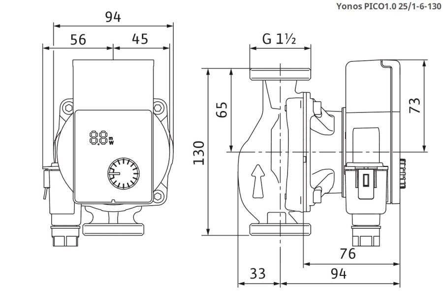 WILO YONOS PICO1.0 25/1-6 mokrobežné obehové čerpadlo 3,5 m3/h, 130 mm