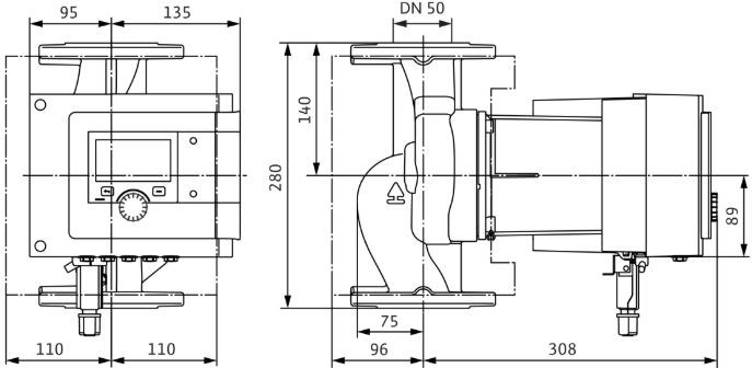 WILO STRATOS MAXO 50/0,5-12 mokrobežné obehové čerpadlo 35,3 m3/h, 280 mm