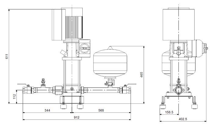 GRUNDFOS HYDRO SOLO E CRIE 10-3 domáca vodáreň, Qmax 15 m3/h, 18 l