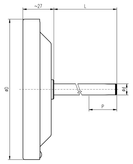 Teplomer TR 100, -30-50 °C, 100/100mm, priamy, bimetalový, bez jímky