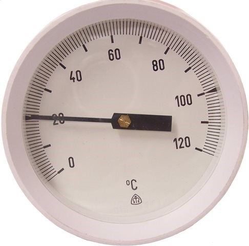 Teplomer DTR 0-120°C, 106/160mm, priamy, bimetalový, bez jímky