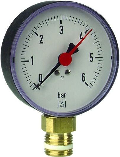 Manometer RF, 63mm, G1/4"B, 0/4bar, spodný, samotesniaci pripojovací závit, s Bourdonovým perom, mosadz