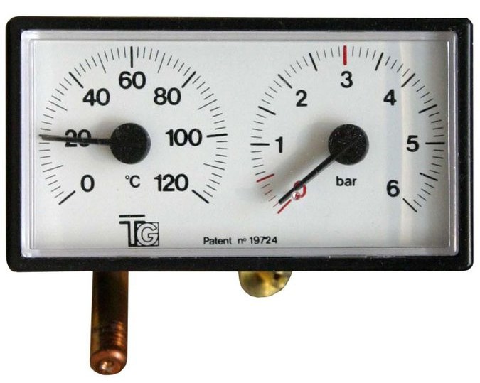 REGULUS termomanometer 0-6 bar, 0-120 ° C, 42x78 mm, kapilárový
