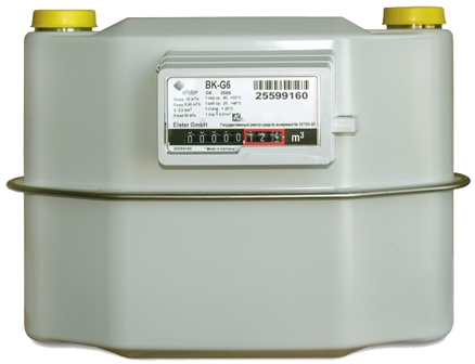 GAS TRADE BK membránový domový plynomer nízkotlakový G6, rozteč 250mm, Q10m3/hod, 0,5bar, oceľ