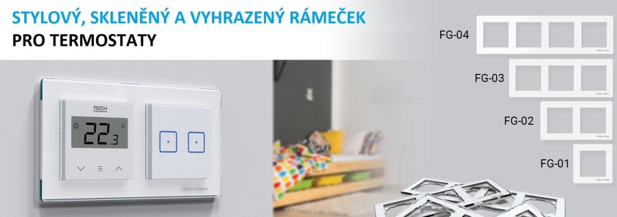 TECH CONTROLLERS FG-01 sklenený rámček, biela
