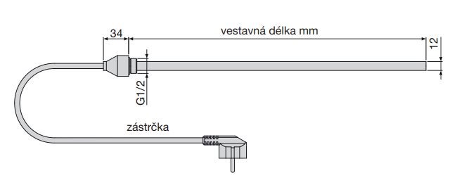 ZEHNDER IHE vykurovacia tyč 300W elektrická, biela