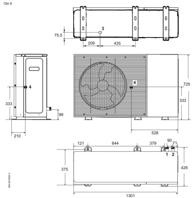DE DIETRICH MONO AWHP3R 6 MR R290 tepelné čerpadlo 6,26 kW, vzduch-voda, monoblok, vonkajšia jednotka