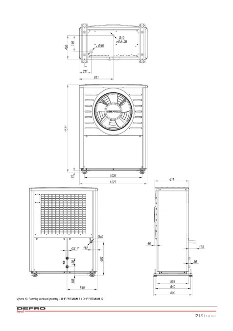 DEFRO DHP PREMIUM 12 tepelné čerpadlo 12kW, 400V, vzduch-voda, s riadiacou jednotkou a hydromodulom (komplet)