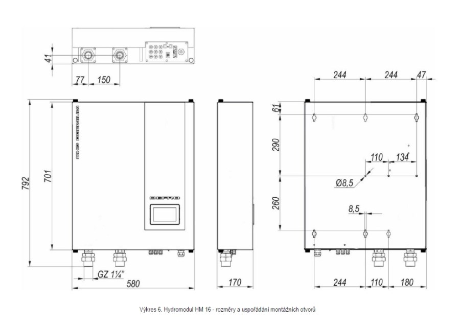 DEFRO DHP PREMIUM 16 tepelné čerpadlo 16,3kW, 400V, vzduch-voda, s riadiacou jednotkou a hydromodulom (komplet)