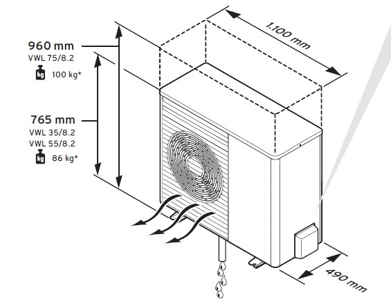 VAILLANT AROTHERM SPLIT PLUS zostava VWL 75/8.2 tepelné čerpadlo 5,07 kW vzduch-voda + VWL 78/8.2 IS hydraulická jednotka (komplet)