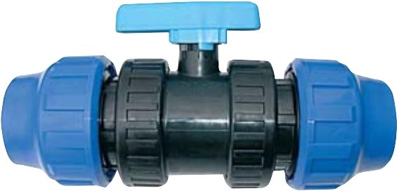 Guľový kohút 63x63mm, PN10, obojstranne svorný, PP