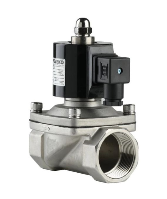 PEVEKO MVPE elektromagnetický ventil DN15, dvojcestný, EPDM, nerez oceľ