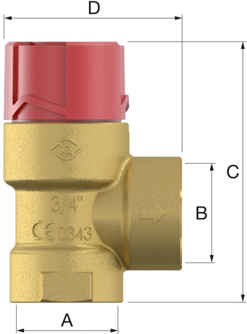 CONCEPT FLOPRESS poistný ventil 1/2"x3/4", 3bar, vykurovanie, mosadz