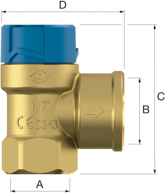 CONCEPT FLOPRESS B poistný ventil 1/2"x3/4", 8bar, voda, mosadz