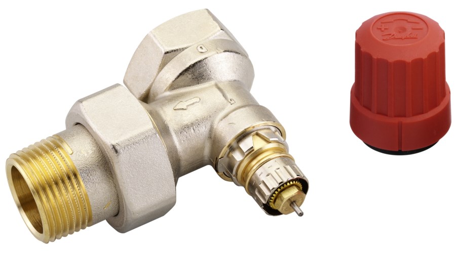 DANFOSS RA-N 25 radiátorový ventil rohový 1"S termostatický, s prednastavením prietoku, mosadz