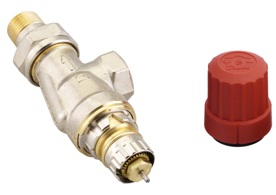 DANFOSS RA-N 10 UK radiátorový ventil 3/8"F, uhlový, termostatický, s prednastavením prietoku