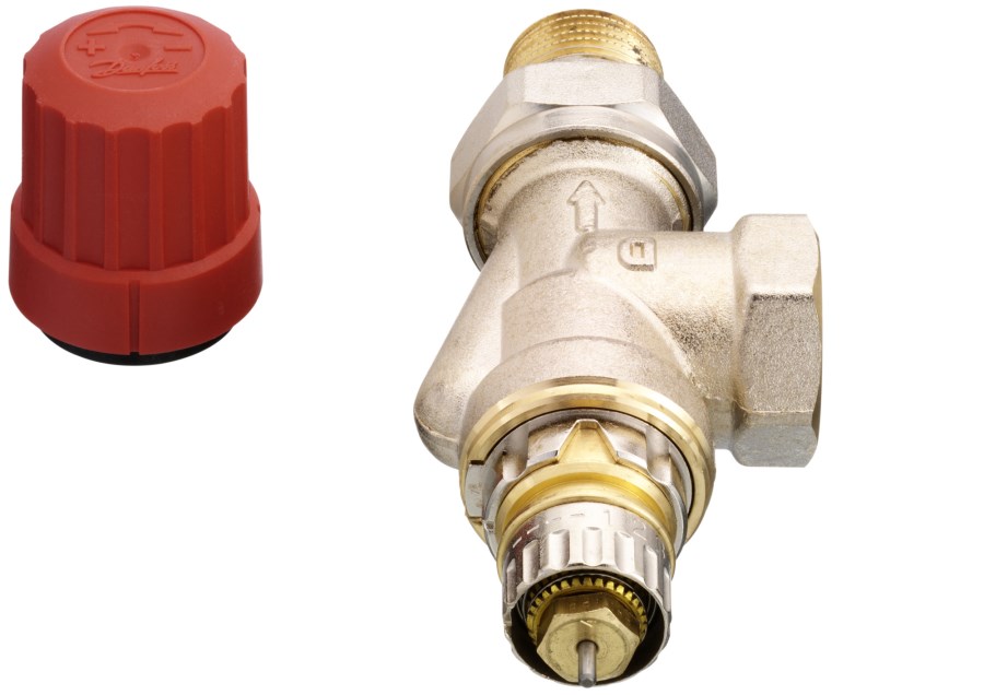 DANFOSS RA-N 15 UK radiátorový ventil 1/2"F, uhlový, termostatický, s prednastavením prietoku
