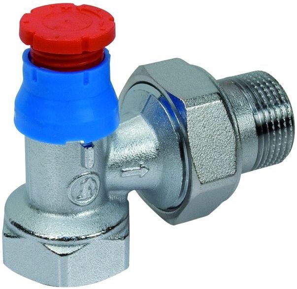 GIACOMINI GIACOTECH R401TG ventil 1" termostatický, jednoregulačný, rohový s viečkom, mosadz/chróm
