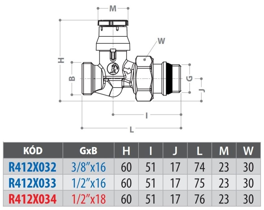 GIACOMINI GIACOTECH R412TG ventil 1/2"x16mm, termostatický, jednoregulačný, priamy, s viečkom, mosadz, chróm
