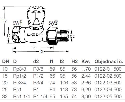 IMI HEIMEIER MIKROTHERM radiátorový ventil 1/2", 95mm, závitový, termostatický, priamy