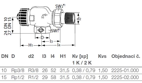 IMI HEIMEIER STANDARD radiátorový ventil 1/2", závitový, termostatický, axiálny