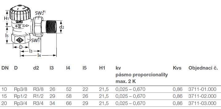 IMI HEIMEIER V-EXACT II radiátorový ventil 3/8" závitový, termostatický, rohový