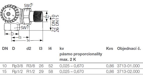 IMI HEIMEIER V-EXACT II radiátorový ventil 1/2", závitový, termostatický, uhlový, pripojenie vľavo