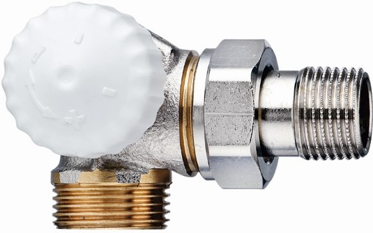 IMI HEIMEIER V-EXACT II radiátorový ventil 1/2", závitový, termostatický, uhlový, s vonkajším závitom G3/4", pripojenie vľavo