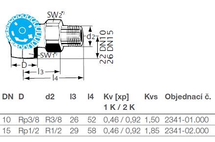 IMI HEIMEIER radiátorový ventil 1/2" závitový, termostatický, uhlový, ľavý