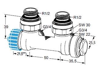 IMI HEIMEIER MULTILUX radiátorový ventil 1/2", závitový, termostatický, rohový, jednotrubková sústava