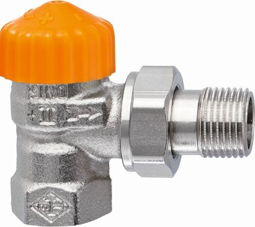 IMI HEIMEIER ECLIPSE radiátorový ventil 3/8" závitový, PN10, termostatický, s automatickým obmedzením prietoku, rohový, mosadz