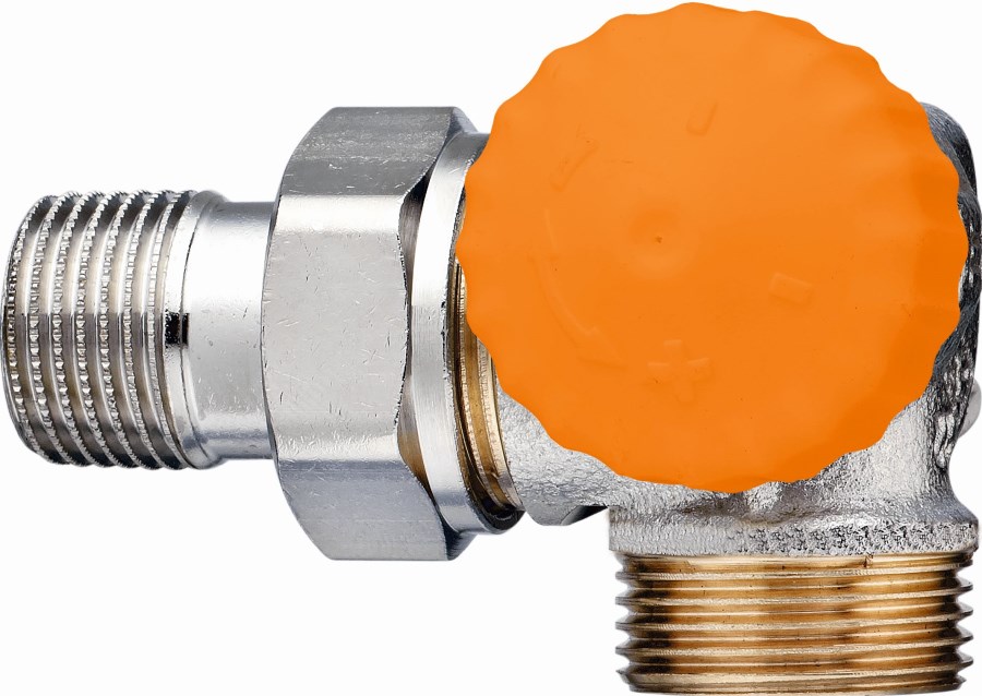 IMI HEIMEIER ECLIPSE radiátorový ventil 3/4 "závitový, PN10, termostatický, s obmedzením prietoku, pravý, uhlový, mosadz