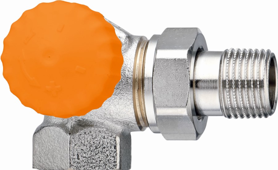 IMI HEIMEIER ECLIPSE radiátorový ventil 1/2" závitový, PN10, termostatický, s obmedzením prietoku, uhlový, ľavý, mosadz