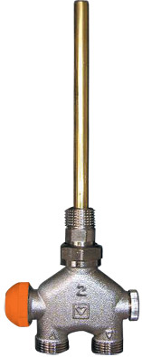 HERZ VUA-40 7783 termostatický ventil 1/2", 150mm, priamy, štvorcestný, pre 2-rúrkové sústavy, mosadz