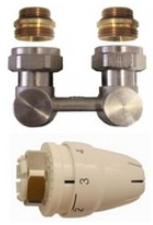 HERZ PICOLLO VK set termostatickej hlavice MINI PICOLLO s pripojovacím dielom 1/2"x3/4", rohový, pre dvojrúrkové systémy (sada)