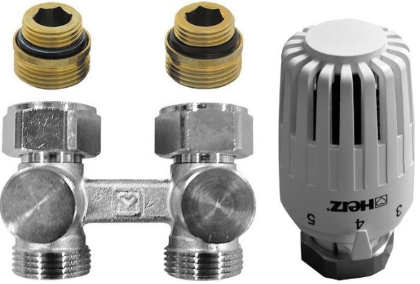 HERZ KLASIK VK set termostatickej hlavice H KLASIK s pripojovacím dielom 1/2"x3/4", priamy, pre dvojrúrkové systémy (sada)