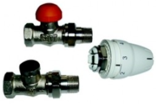 HERZ PICOLLO K set termostatickej hlavice PICOLLO s termostatickým ventilom TS-98-V, s ventilom do spiatočky RL-1, priamy, pre dvojrúrkové systémy (sada)