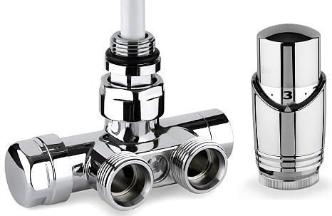 CONCEPT set pre radiátory, termostatický jednovtokový rohový ventil s hlavicou M30x1,5, zverné šróbenie, pre meď, stranové pripojenie, chróm (sada)