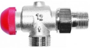 HERZ TS-90-V termostatický ventil 1/2" axiálny, M28x1,5, červená krytka